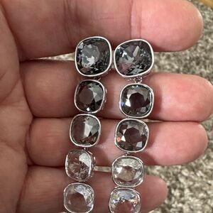 Swarovski  Smoky Crystal Drop Earrings - Gray